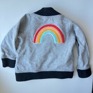 monica+andy Grey Bomber Jacket with Rainbow Patch